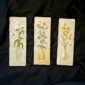 Trio of Multi-Media Cheri Blum Wall Plaques